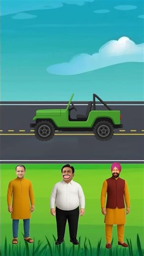 “Green Jeep Arrival! Funny Punjabi Characters | 3D Animation”