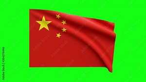 Flag Animation China - Highly Detailed and Realisitic 15 Seconds Loop with Key and Fill in 4K 60Fps - Chinese Flag Animation in Original Ratio