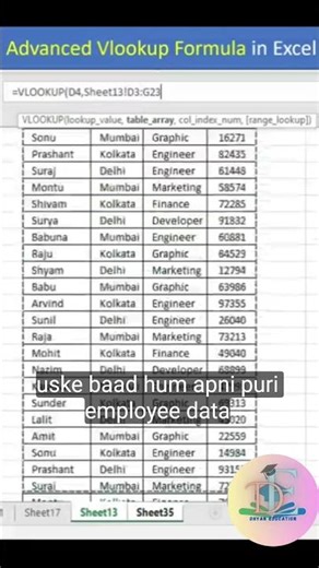 Advance Excel VLOOKUP formula tricks 🔥 #excel #viral #shorts #accounting #ytshorts #vidyard