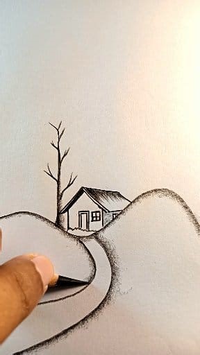 House drawing easily #pencildrawing #draw #trees #house | Tawsif Drawing Gallery