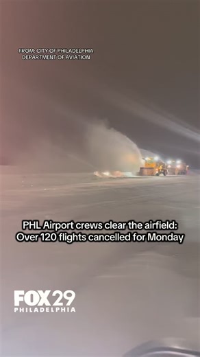 FLIGHTS CANCELLED: As of 8 p.m. Sunday, 125 flights scheduled for Monday have already been canceled at Philadelphia International Airport. Crews have been treating, plowing and clearing the runways, taxiways from the beginning of the snowstorm. Link in bio for details | FOX 29