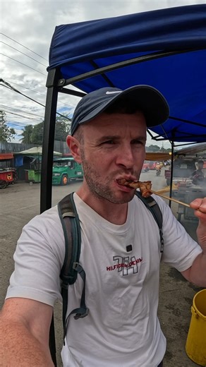 612K views · 10K reactions | $0.20 pork skewer in Philippines  #hughabroad #philippines #manila #filipinofood #streetfood #travel | Hugh Abroad | Facebook