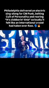 That “It’s clobberin’ time” hit different — the crowd’s thunderous response made it unforgettable. ⚡ #cmpunk #cultofpersonality #wweraw #philadelphia #wwe | The Kickout Zone