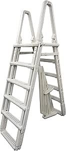Confer Plastics 7100X Evolution 48" to 54" Adjustable A Frame Above Ground Swimming Pool Entry Ladder with Flip Up and Locking Section for Safety