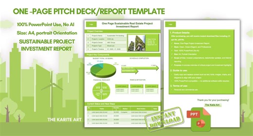 One-pager Sustainability Pitch Deck Template |green Real Estate Investment Report/editable Powerpoint Presentation - Etsy Canada
