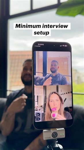 Minimum interview setup with one phone (front and back camera recording)