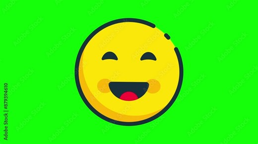 2D emoji smiling face with smiling eyes animated icon. 4K animated icon on green screen background. Loop.