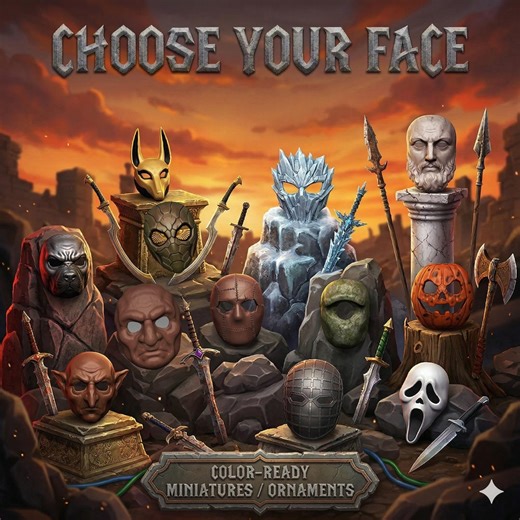 Collectible 12-pack Small Mask Models - Color 3D Print Ready (OBJ) & Standard STL - Unique Original Fantasy Horror Designs - Etsy Hong Kong