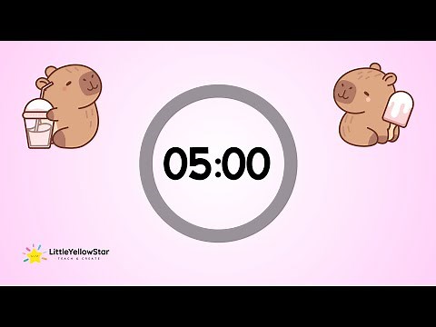 Capybara 5 Minutes Classroom Countdown Timer For Kids With Lofi Music | Classroom Visual Timer