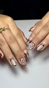 Tortoise shell, gold accents, 3D embossed floral & etc 🤭🫶 #fblifestyle | Nails by Babylyn