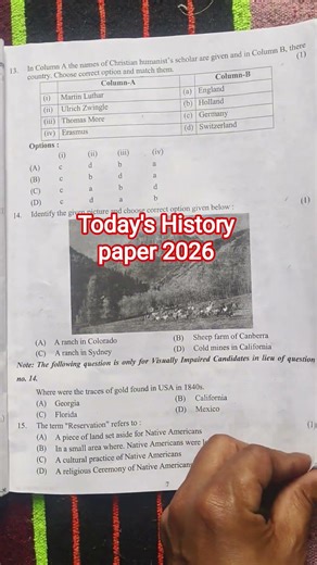 Class 11 history annual question paper 10/3/2026 morning shift /class 11 history paper solution 2026