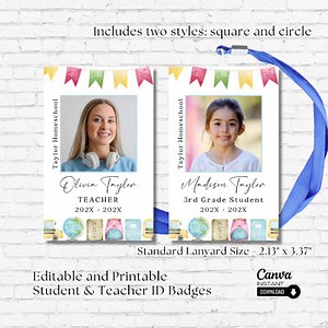 Editable Homeschool Teacher ID Card Template, Printable Student ID Card
