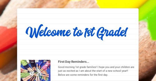 Welcome to 1st Grade!