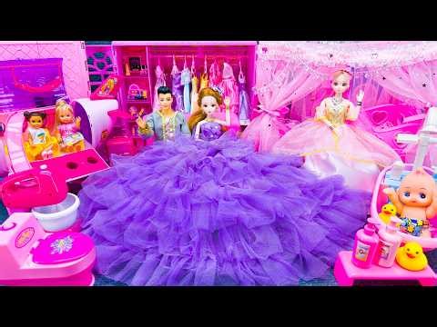 21 Minutes Satisfying Unboxing Barbie Princess Doll Family Playset, Wedding Bedroom Playset Review