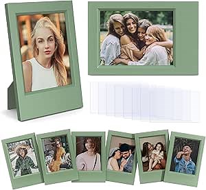 8 Pack 2x3 Mini Photo Frames for for Fuji Instax Mini 3 inch Picture/Polaroid 3-Inch Films - for Desktop Display Small Wallet Size Picture frame with Clear Protective Covers - Green