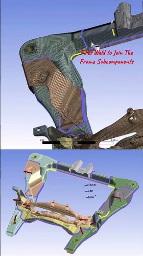 Welded Vehicle Subframe Simulation in ANSYS | Remote Load Case Study #design #automobile #fea