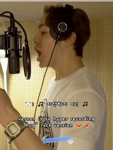 vernon enjoying recording 'hug' rock version 😂🤣 #seventeen #vernon #seungkwan #dk #dokyeom