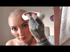 Woman Shave Her Head and Oil It to Smooth Skin