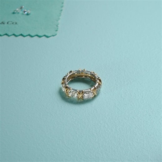 2.2M views · 26 reactions | Sixteen Stone by Tiffany is a radiant expression of love’s nurturing forces. Introduced in 1959, the collection transforms a cross-stitch motif into an elegant design of 18k gold Xs and round brilliant diamonds. | Tiffany & Co. | Facebook