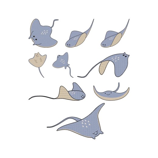 Disegno per ricamo a macchina di una manta, un cartone animato sorridente, un bambino dell'oceano, un mare, 9 disegni, 8 dimensioni, download immediato - Etsy Italia