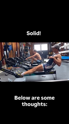 1. Power to weight ratio must be amazing. Let me know what his weight is. 2. Power per stroke is SOLID assuming he is right below the aerobic threshold. 3. The Force Vectors applied through out the stroke don’t align with the rail. This means that his power average could be greater without lifting himself of the seat. 4. If this is how he rows the erg, is that what he does in the boat? I have heard of coaches teach their rowers to “come off the seat during the leg drive” but what about the landi