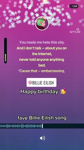 Let's get this birthday party started with @Quirky Strawberry! 💜 #smule #smuleduet #happierthaneverbillieeilish