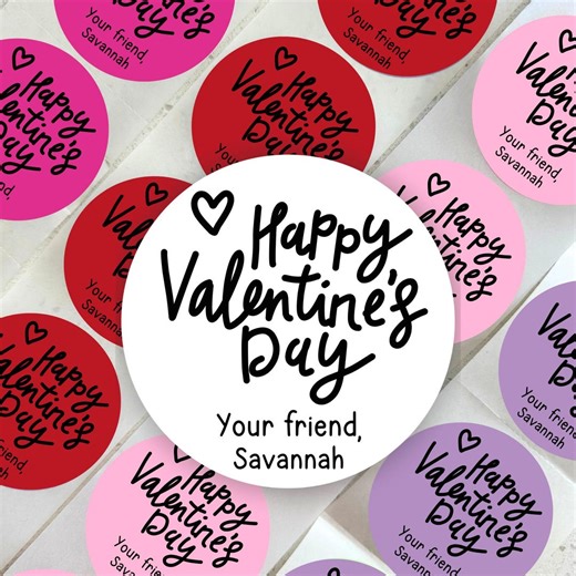 Personalized Valentine's Day Stickers, Classroom Labels, Customized, Kid's Valentine - Etsy