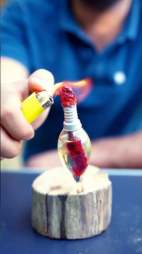 Survival Skills 💡💥 Make an oil lamp with your own hands. #survival #outdoors #camping