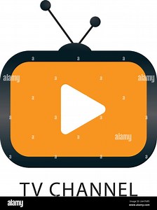 Online TV Channel Logo Design Template, TV icon, White Play Button, Live Streaming, Entertainment Company, Antenna, Yellow Orange, Black, Vector EPS10 Stock Vector Image & Art - Alamy