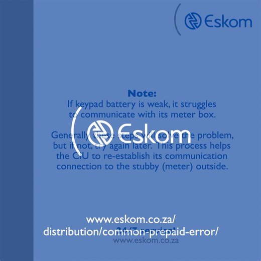 351K views · 1.2K reactions | Does your prepaid meter have a connection error code? No need to call a technician. You can troubleshoot this and clear it easily. Follow these steps in the video provided. #commonprepaiderror | Eskom Hld SOC Ltd | Facebook