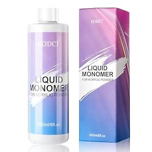 Monomer Acrylic Nail Liquid: 8 oz Acrylic Liquid Monomer for Acrylic Powder Application, Non-Yellowing Acrylic Nail Monomer Liquid for DIY Home & Nail Salon Use MMA-Free 240ml