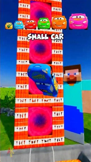 🌟Tiny Car vs Minecraft TNT Portals… and Turns ULTRA HUGE! 🌟 #shorts #beamngdrive