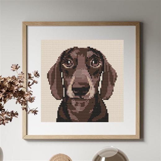 Dachshund Portrait – Cross Stitch Pattern: Cute Dog Embroidery (PDF Download) - Etsy