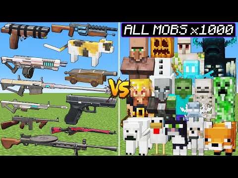 What TaCZ Random Gun Can Defeat The Most All Minecraft Mobs Army?