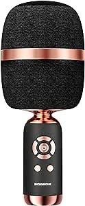 BONAOK Wireless Bluetooth Karaoke Microphone, Portable Mic Singing Machine for PC/All Smartphones Home Party Indoor Outdoor Q3(Gray)