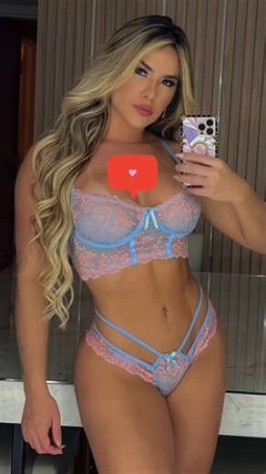 Pink & Blue Lace Brazilian Lingerie Set