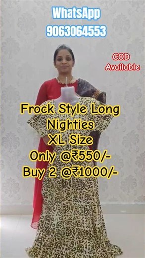 Frock Style Long Nighties || XL Size || Only ₹550/- || WhatsApp 9063064553