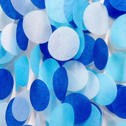 205Ft Navy Blue White Party Decorations Circle Dot Backdrop Garland Royal Blue Tissue Paper Polka Dot Hanging Curtain Streamer for Birthday Graduation Wedding Under The Sea Nautical Ahoy Achor Party