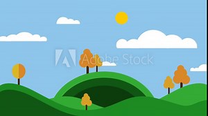 Flat nature landscape animation video 4K
