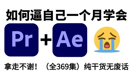 【PR教程 AE教程】再也不用盲目自学了，专门为小白量身录制的PR AE入门全套视频，新手看完信手拈来，拿走不谢，允许白嫖！