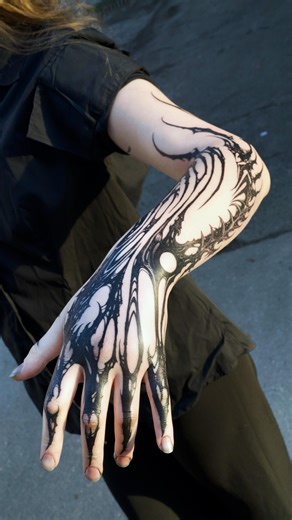 MATEO SALINAS on Instagram: "Gothic futuristic shapes! What you think? 💭 I did this tattoo on freehand, I was searching something very catchy to the eye and very visual! #cybersigilism #gothictattoo #neotribal #freehandtattoo #gothicart"