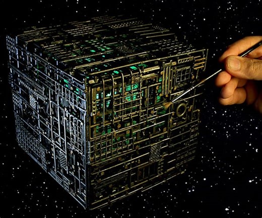 Making a Borg Cube Lamp Out a Bird Cage and Sprues