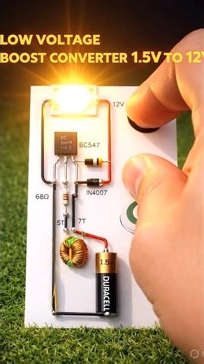 🤑1.5V to 12V DC Boost Converter |Joule ThiefCircuit#experiment #electronic#shots