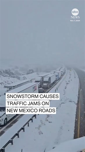 A snowstorm blanketed parts of New Mexico, creating miles-long traffic jams and closing several highways. Some areas in the state reported blizzard conditions and up to 22" of snow. https://abcnews.visitlink.me/-Oi8kh | ABC News