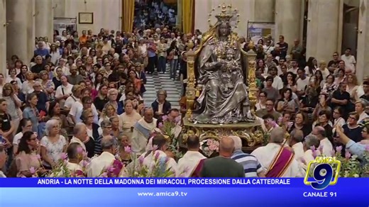 🙏🏻 Tradizionale processione notturna ad #Andria. Dalla Cattedrale la Madonna dei Miracoli è stata accompagnata da un fiume di fedeli al suo Santuario ✨ #amica9notizie #madonnadeimiracoli #festapatronale | Amica9 Tv