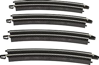 Bachmann Trains - Snap-Fit E-Z Track 18” Radius Curved Track (4/card) - Steel Alloy Rail With Black Roadbed - HO Scale