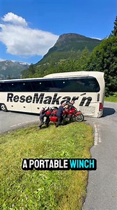 1.1M views · 3.3K reactions | Hairpin drama in Geiranger! A Swedish tour bus jammed the road, so bikers had to winch their way past. | Spectacular Norway | Facebook