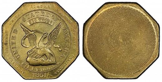 1851 "880" $50 RE Augustus Humbert (Regular Strike) California Gold - PCGS CoinFacts