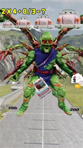 Pink Car vs Giant Monster Math Quiz Challenge