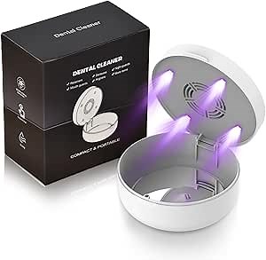 Voraiya UV Retainer Case Braces Box with Fan and Mirror – Compact Dental Case for Aligners, Mouth Guards, Night Guards, and Teeth Braces – White